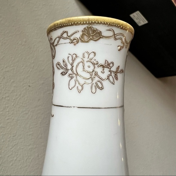 Vintage Antique Noritake Nippon Hand Painted Gold Candlestick Small Flower Vase - Picture 14 of 17